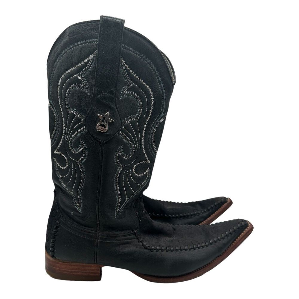 Vintage Los Altos Cowboy Boots Mens 8 EE Black Leather Western Wear Pointed Toe